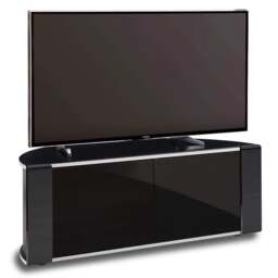 "Rackhams Sirius 850 Remote Friendly BeamThru Glass Door Gloss Black with Silver Trims Cabinet up to 40"" LCD/Plasma/LED TV Stand" - thumbnail 6