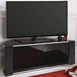 "Rackhams Sirius 850 Remote Friendly BeamThru Glass Door Gloss Black with Silver Trims Cabinet up to 40"" LCD/Plasma/LED TV Stand" - thumbnail 5