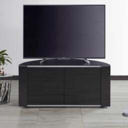 "Rackhams Sirius 850 Remote Friendly BeamThru Glass Door Gloss Black with Silver Trims Cabinet up to 40"" LCD/Plasma/LED TV Stand" - thumbnail 2