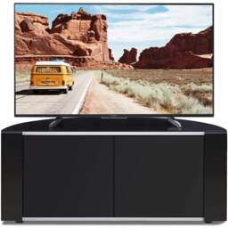 "Rackhams Sirius 850 Remote Friendly BeamThru Glass Door Gloss Black with Silver Trims Cabinet up to 40"" LCD/Plasma/LED TV Stand" - thumbnail 1