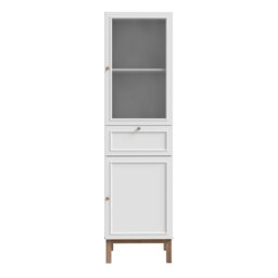 Rackhams Wensley Display Cabinet with 1 Door 1 Drawer and  1 Glass Door in Light Grey and Oak - Full Assembly Required - Light Grey & Oak - Matt - thumbnail 2