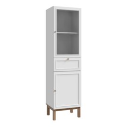 Rackhams Wensley Display Cabinet with 1 Door 1 Drawer and  1 Glass Door in Light Grey and Oak - Full Assembly Required - Light Grey & Oak - Matt - thumbnail 1