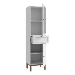 Rackhams Wensley Display Cabinet with 1 Door 1 Drawer and  1 Glass Door in Light Grey and Oak - Full Assembly Required - Light Grey & Oak - Matt - thumbnail 3