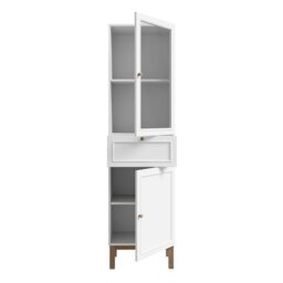 Rackhams Wensley Display Cabinet with 1 Door 1 Drawer and  1 Glass Door in Light Grey and Oak - Full Assembly Required - Light Grey & Oak - Matt - thumbnail 4