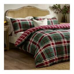 Rackhams Braemar Brushed Checked Reversible Duvet Cover Set - Berry / Pine