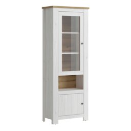 Rackhams Celesto 2 Door Display Cabinet in White and Oak - Full Assembly Required - White & Oak - Matt