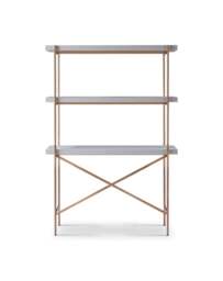 Rackhams Adriana Bookshelves With Desk - Black Marble - Dark Chrome - White Wood Laminate - thumbnail 4