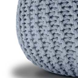Rackhams Knitted Pouffe Chunky Round Footstool Ottoman 100% Cotton - Tan - thumbnail 4