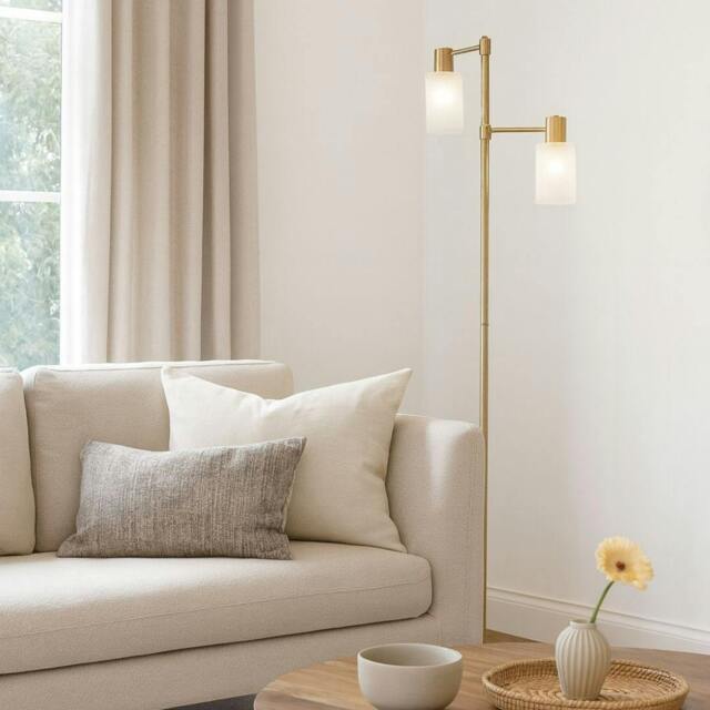 Rackhams Maya 2-Light Antique Brass Floor Lamp - image 1