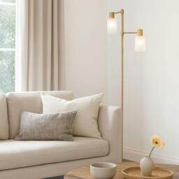 Rackhams Maya 2-Light Antique Brass Floor Lamp