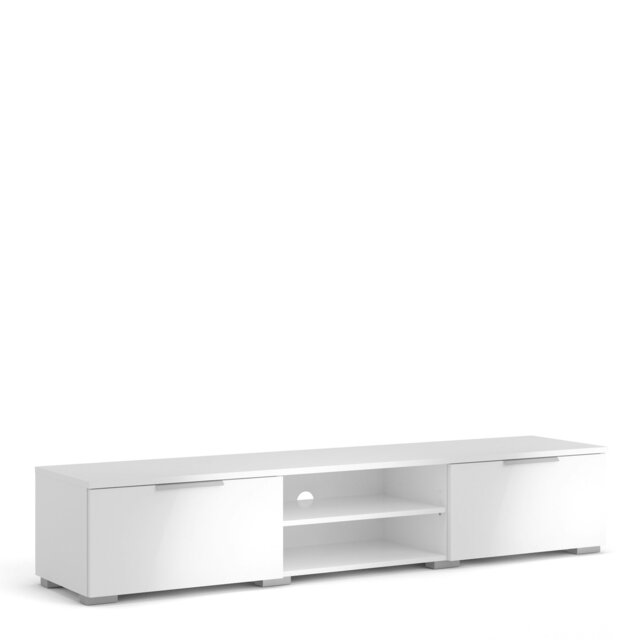 Rackhams Match TV Unit 2 Drawers 2 Shelf in White High Gloss - 1 - image 1