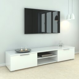 Rackhams Match TV Unit 2 Drawers 2 Shelf in White High Gloss - 1 - thumbnail 6