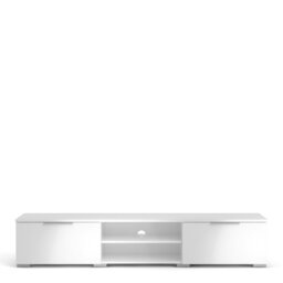 Rackhams Match TV Unit 2 Drawers 2 Shelf in White High Gloss - 1 - thumbnail 2
