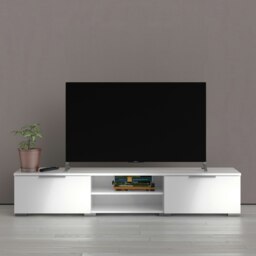 Rackhams Match TV Unit 2 Drawers 2 Shelf in White High Gloss - 1 - thumbnail 5