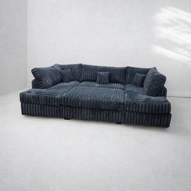 Rackhams Large Jumbo Cord Cinema Sofa - Grey - image 1