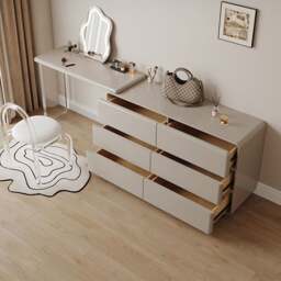 Rackhams Dominic Dressing Table With Sideboard and LED Mirror - NO Chair - thumbnail 2