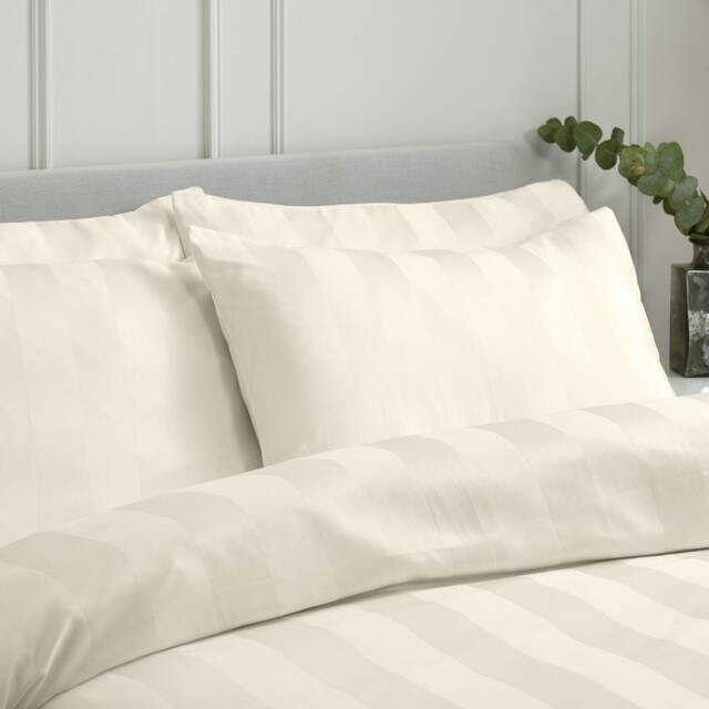 Rackhams So Soft Satin Stripe Standard Pillowcase Pack of 4 Cream - Standard - Cream - image 1