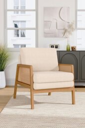 Rackhams White Teddy Fur Rattan Armrest Sofa Cushioned Armchair - White
