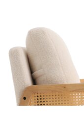 Rackhams White Teddy Fur Rattan Armrest Sofa Cushioned Armchair - White - thumbnail 5