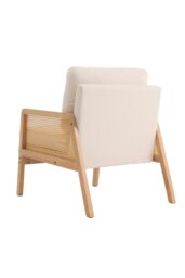 Rackhams White Teddy Fur Rattan Armrest Sofa Cushioned Armchair - White - thumbnail 3
