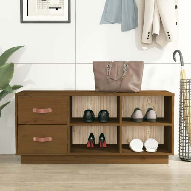 Rackhams Shoe Bench Honey Brown 100x34x45 cm Solid Wood Pine - image 1