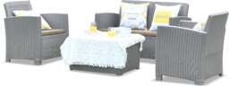Rackhams SANTANA 4 Piece PE Rattan 4-Seater with Cushions Garden Furniture and Coffee Table Set in Grey - thumbnail 4