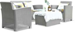 Rackhams SANTANA 4 Piece PE Rattan 4-Seater with Cushions Garden Furniture and Coffee Table Set in Grey - thumbnail 2