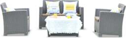 Rackhams SANTANA 4 Piece PE Rattan 4-Seater with Cushions Garden Furniture and Coffee Table Set in Grey - thumbnail 3