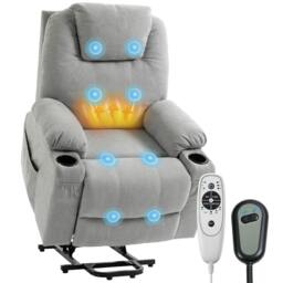 Rackhams Power Lift Recliner Chair with Vibration Massage, Light Grey - Metal base - Light Grey - Linen-look fabric - thumbnail 2
