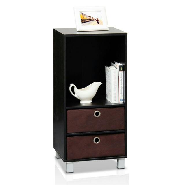 Rackhams Modern /BR 3 Shelves Cabinet/Bedside Night Stand with 2 Bin Drawers, Espresso/Brown for Entryway - SKU 10002EX - image 1