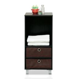 Rackhams Modern /BR 3 Shelves Cabinet/Bedside Night Stand with 2 Bin Drawers, Espresso/Brown for Entryway - SKU 10002EX - thumbnail 4