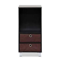 Rackhams Modern /BR 3 Shelves Cabinet/Bedside Night Stand with 2 Bin Drawers, Espresso/Brown for Entryway - SKU 10002EX - thumbnail 2