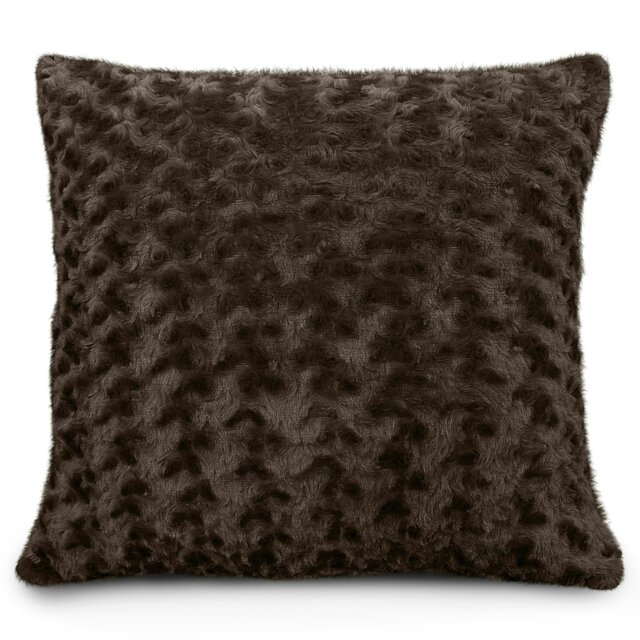 Rackhams Fur Supersoft Rose Posy Cushion - 43cm x 43cm - Chocolate - image 1