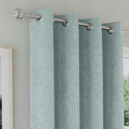"Rackhams Blue Textured Basketweave 100% Blackout Curtains - Thermal/Energy Saving Pair with Eyelets For Living Room & Bedrooms - 46"" (117cm) Width x 54"" (137cm) Drop" - thumbnail 2
