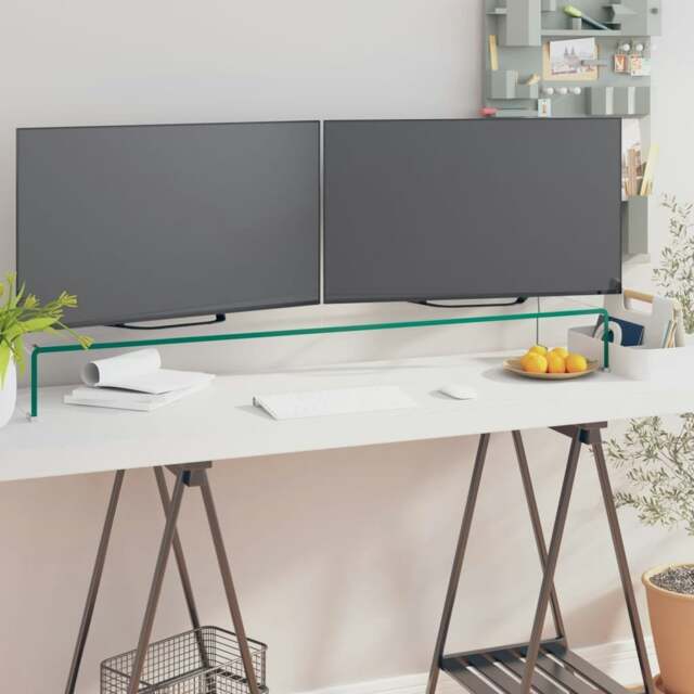 Rackhams TV Stand/Monitor Riser Glass Clear 120x30x13 cm