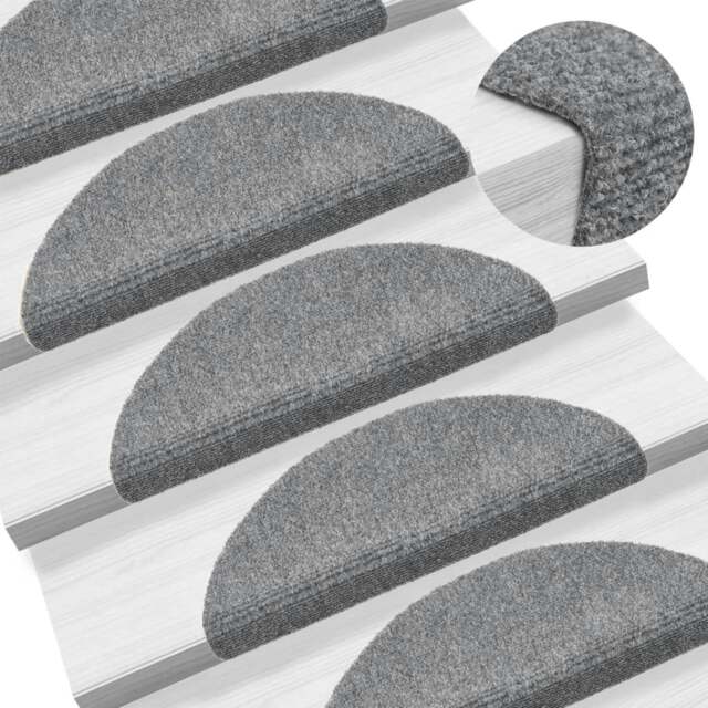 Rackhams Self-adhesive Stair Mats 5 pcs Light Grey 56x17x3 cm Needle Punch