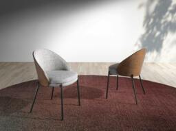 Rackhams Grey Fabric and Walnut Chair 4115 - thumbnail 3