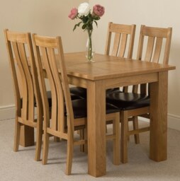 Rackhams Hampton Small Oak Extending Dining Table with Princeton Oak Chairs - Natural Oak - 6 chairs - thumbnail 2