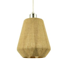 Rackhams Modern Designer Glass Pendant Lamp Shade Wrapped in Natural Oatmeal Linen Fabric - thumbnail 2