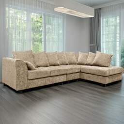 Rackhams Monaco Chenille Fabric 5 Seater L Shaped Corner Sofa - Beige - Left Hand Facing - thumbnail 3