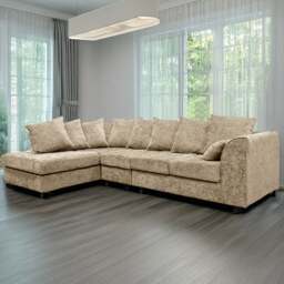 Rackhams Monaco Chenille Fabric 5 Seater L Shaped Corner Sofa - Beige - Left Hand Facing - thumbnail 1