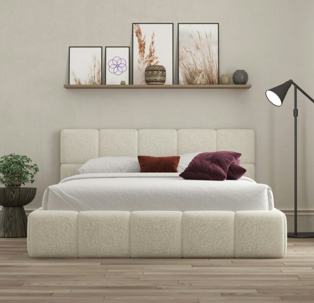 Rackhams Ovella Cubed Frame Bed - Cream - Super King - image 1