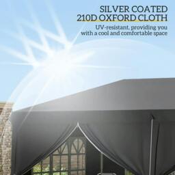 Rackhams 3 x 6 m Pop Up Gazebo with Sides and Windows, Height Adjustable Wedding Camping Party Tent Canopy Marquee with Storage Bag for Garden, Event, Black - thumbnail 5
