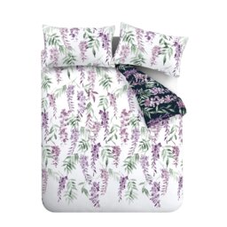 Rackhams Wisteria Floral Reversible Duvet Cover Set - White / Navy - Double - thumbnail 5