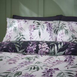 Rackhams Wisteria Floral Reversible Duvet Cover Set - White / Navy - Double - thumbnail 2