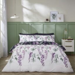 Rackhams Wisteria Floral Reversible Duvet Cover Set - White / Navy - Double - thumbnail 1