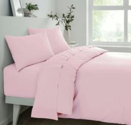 Rackhams Deluxe Fitted Sheet or Pillowcase Pair - Blush Pink - King (150cm x 200cm) + 25cm Deep - thumbnail 1