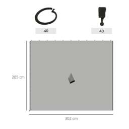 Rackhams Set of Four 3 x 3m Gazebo Replacement Walls - Light Grey - thumbnail 3