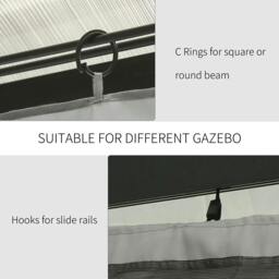 Rackhams Set of Four 3 x 3m Gazebo Replacement Walls - Light Grey - thumbnail 6