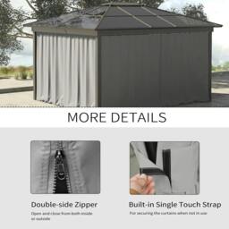 Rackhams Set of Four 3 x 3m Gazebo Replacement Walls - Light Grey - thumbnail 5